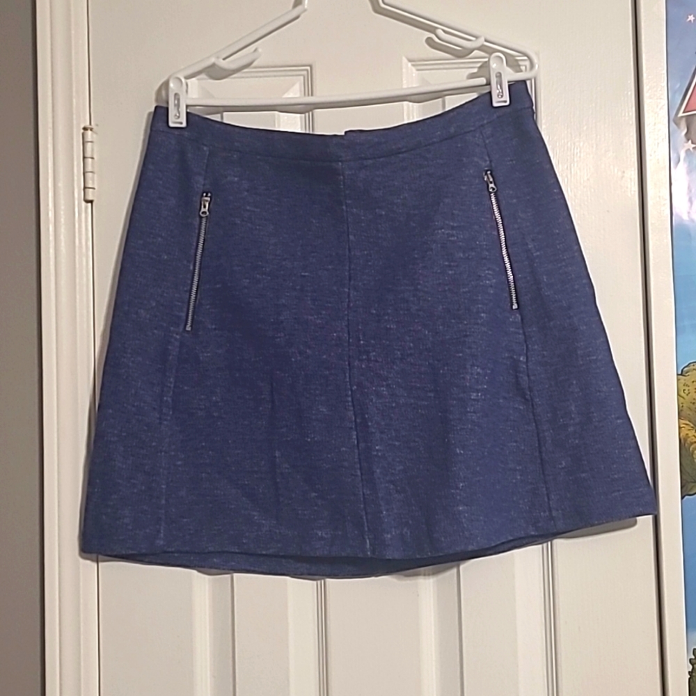 H&M Indigo Coloured Skater Skirt with Zippers